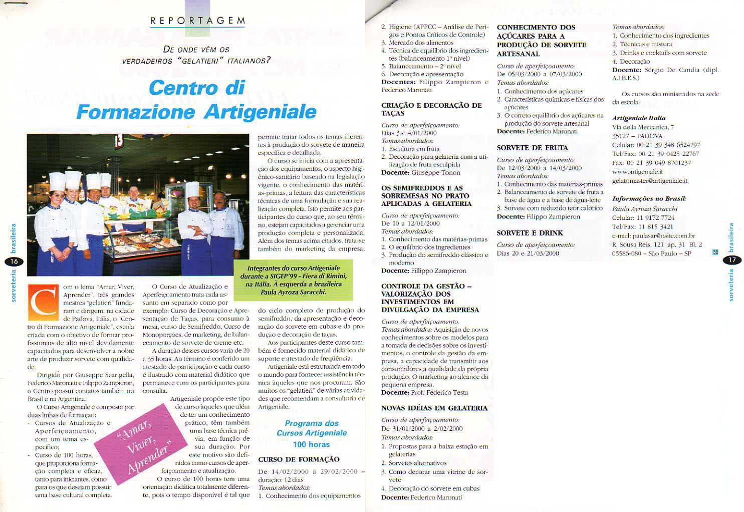 Parceria com o Centro de Formação de Profissionais de Sorveteria